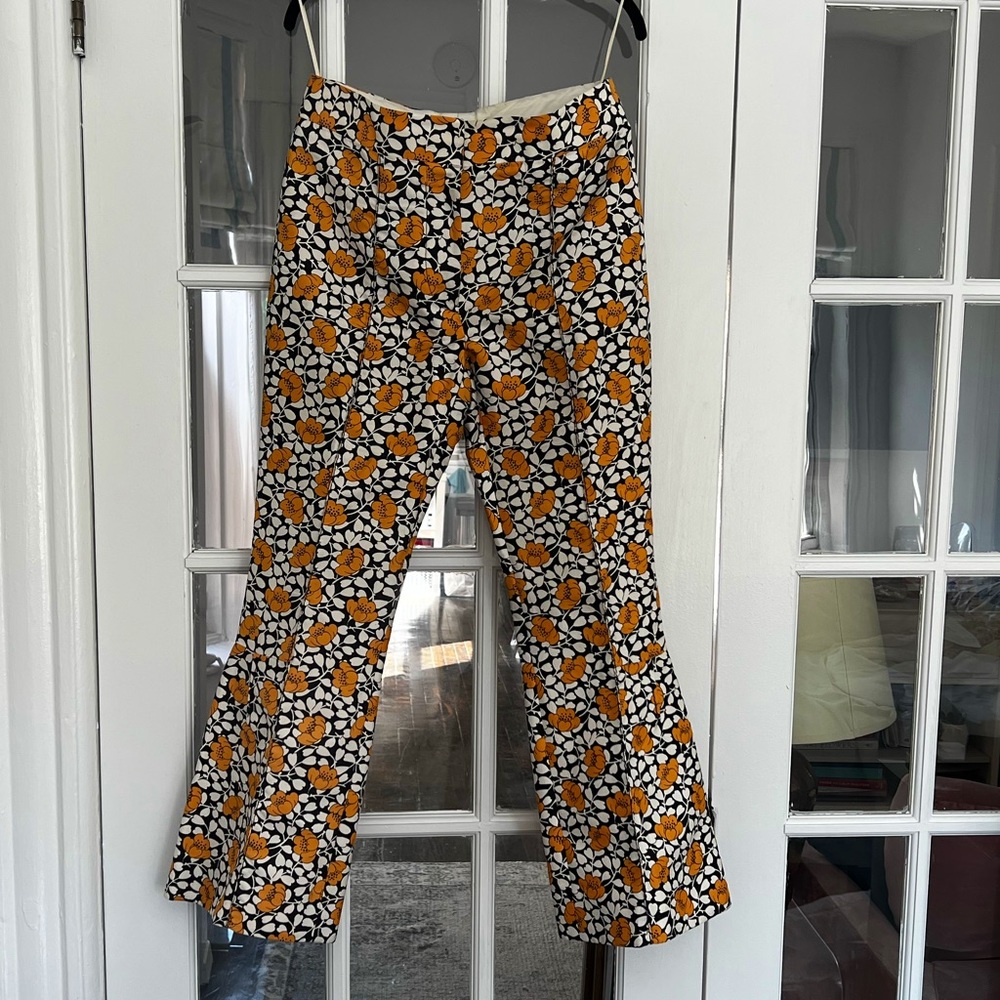black white and yellow marni silk/cotton pants size 44